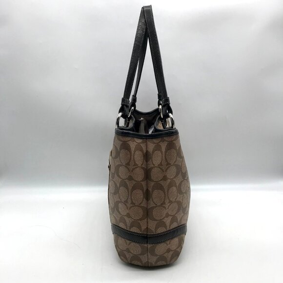 Coach Brown Coated Canvas Heritage Shopper Tote Bag F18923 - Picture 3 of 11